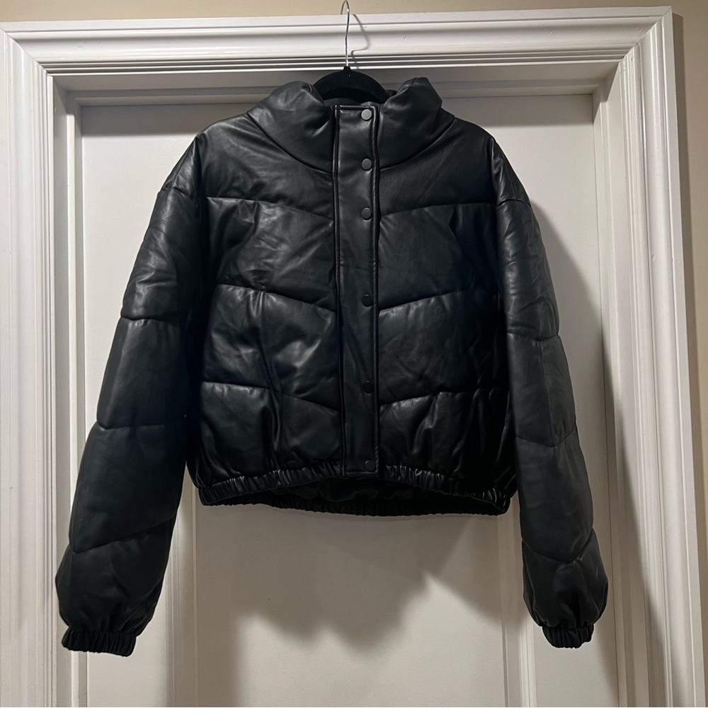 Celebrity Pink Faux Leather Women's Puffer Jacket size XL